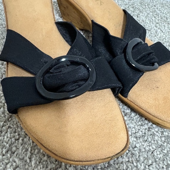 Italian Shoemakers Damiani’s Wedge Black Sandals in Sadie Made in Italy Size 9.5 - Picture 4 of 8